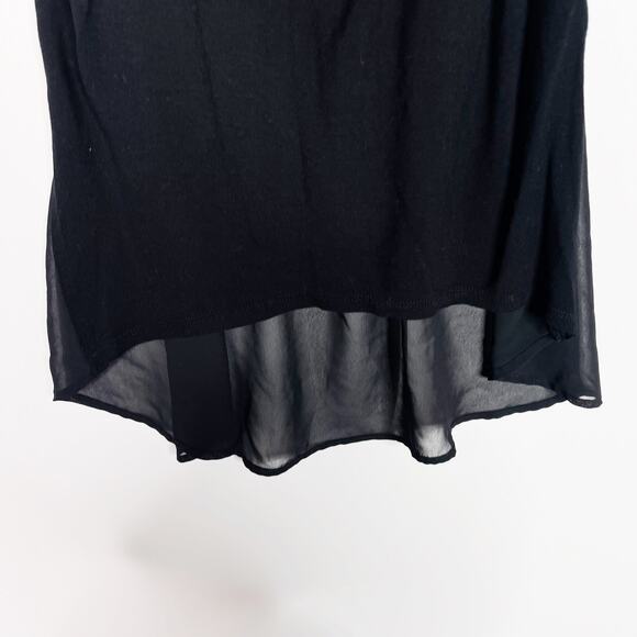 Leith XSmall XS Black High Low Hem Mixed Media Tank Top Crew Neck Sleeveless - Picture 4 of 8